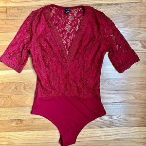 Burgundy Lace Body Suit Size Small